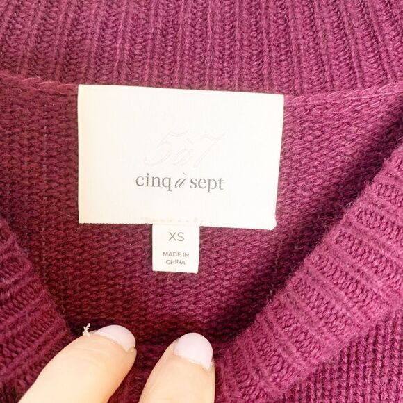 Cinq à Sept Santina Dress Burgundy Red Shirt Sleeves/Hem Sweater Dress Womens XS - Picture 9 of 14